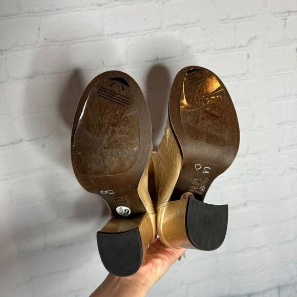 NEW Free People metallic gold crackle leather slouchy tall heel boots size 37 - Picture 9 of 13